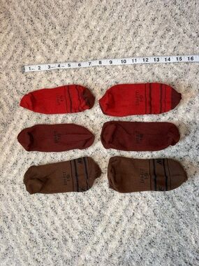 Women’s  No-Show Cotton Blend Socks - Red & Brown 3pk